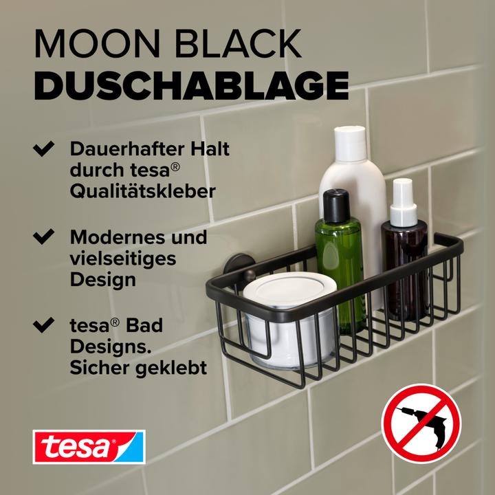 Actual product image tesa MOON BLACK shower tray incl. adhesive solution without drilling (9 x 13 x 29 cm)