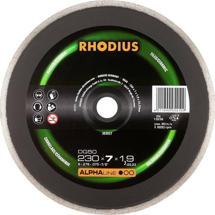 Productafbeelding Rhodius 303057 Diamanttrennscheibe 230 mm 1 St. Fliesen, Keramik