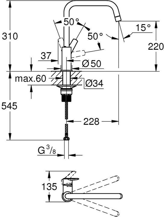 Immagine prodotto Grohe Start QuickFix Küchenarmatur, hoher Auslauf, schwenkbar, mattschwarz