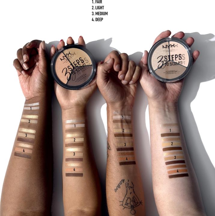 Produktbild NYX Professional Make-Up 4 Steps to Sculpt (2 Light, Highlighter, 15 g)