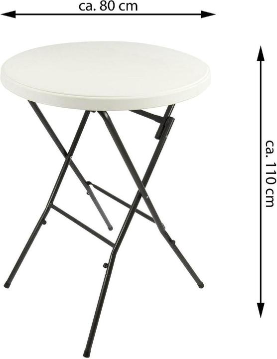Produktbild VCM Partytisch Stehtisch weiss klappbar Bistrotisch Bartisch 110 cm rund Ø 80 cm (80 cm)