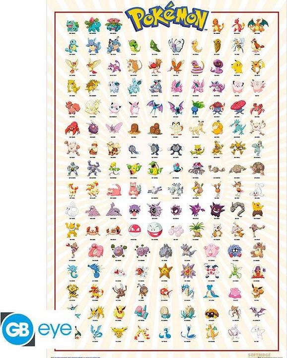 Produktbild ABYstyle POKEMON - Poster Kanto 151 German 91.5x61 (91.5 x 61 cm)