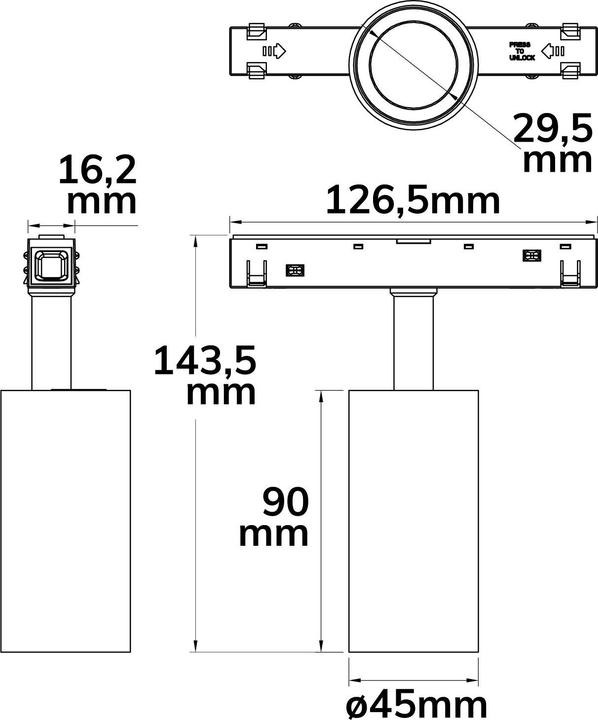 Produktbild Isoled Track48 Schienenstrahler schwarz, 7W, 30°, UGR<19, 48V DC, 3000K, CRI90, DALI dimmbar