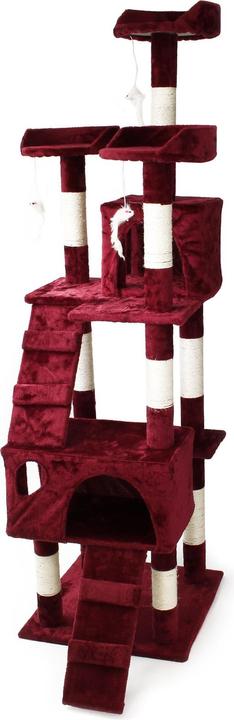 Produktbild Wiltec Kratzbaum Rot 170cm Sisal Katzenbaum Katzenkratzbaum Kletterbaum Katze (170 cm, Rot)