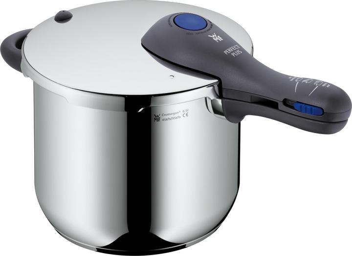 Produktbild WMF Schnellkochtopf 6,5l Dampfkochtopf Perfect Plus Induktion Edelstahl 18/10 (22 cm, Dampfkochtopf, Edelstahl)