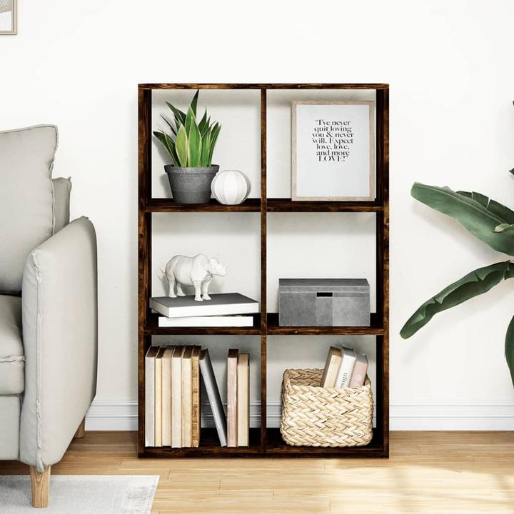 Immagine prodotto VidaXL Divisorio per ambienti Libreria Scaffale in piedi Scaffale per ufficio Scaffale a cubo Rovere fumé (69,5 x 29 x 103,5 cm)