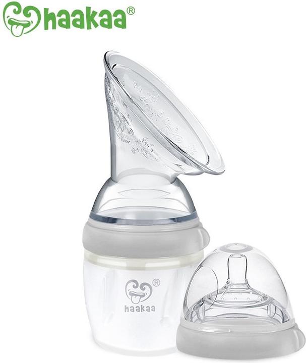 Haakaa Generation 3 Milchpumpe + Baby Flasche Top Set 160ml - Grau