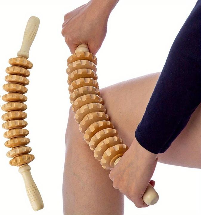 Immagine prodotto PhoneLook Naturholz Anti-Cellulite Massage-Roller für tiefe Muskeln und Gewebe, Lymphdrainage