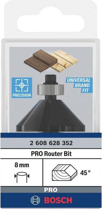 Produktbild Bosch Professional Zubehör Fasefräser, 8 mm, B 11 mm, L 15 mm, G 56 mm, 45°