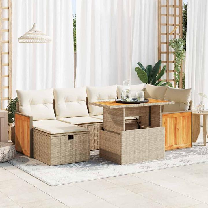 Produktbild VidaXL Gartenmöbel Sofa Garnitur Gartengarnitur Garten Sitzgruppe 7-tlg. Beige