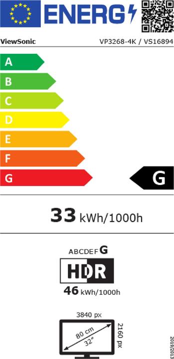 Energy Label Viewsonic Vp3268-4k (3840 x 2160 Pixels, 32")