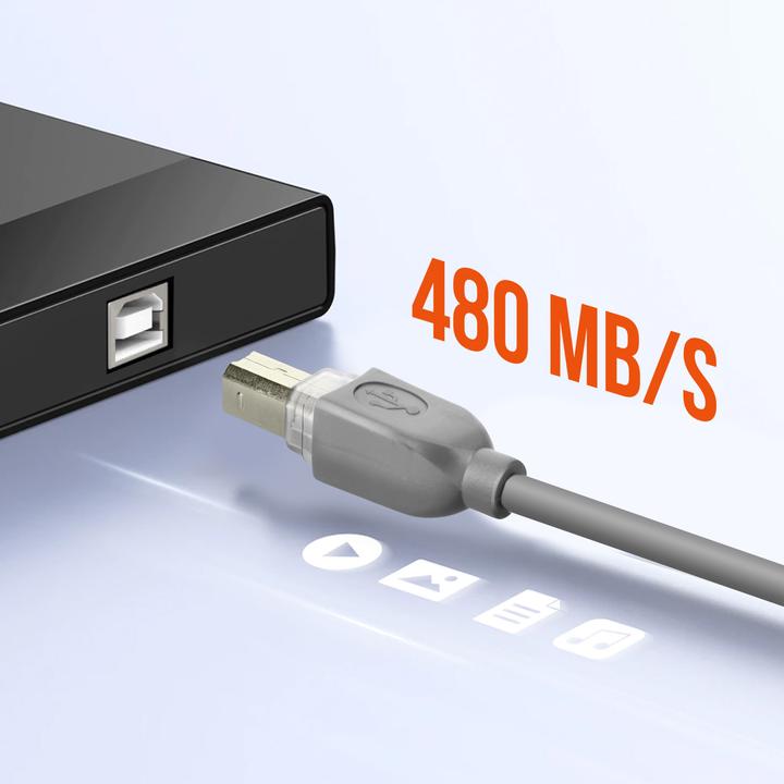 Image du produit LinQ Câble d'imprimante USB 2.0 A/USB 2.0 B, 1,8m (1.80 m, USB 2.0)