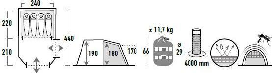 Produktbild High Peak Zelt Meran 4.0 (Tunnelzelt, 11.70 kg, 4 Personen)