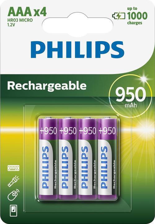 Image du produit Philips Rechargeable AAA (4 pcs, AAA, 950 mAh)