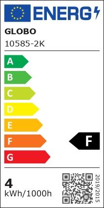 Energie-Label Globo LED Leuchtmittel nickel matt 2xE14 ILLU (E14, 4 W, 400 lm, 2 x, F)