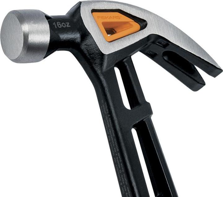 Produktbild Fiskars Universalhammer IsoCore M mit gebogener Klaue, Länge: 34 cm, Gewicht: 884 g, Schwarz/Orange (884 g)