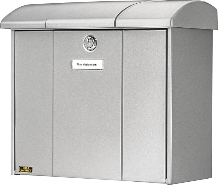 Productafbeelding Burg Wächter Gegalvaniseerd stalen brievenbus BxHxD 389/340/193 mm Olymp zilver met openingsstop