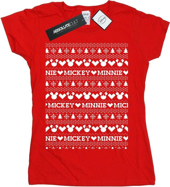 Disney Mickey And Minnie Christmas Fair Isle TShirt (XXL)
