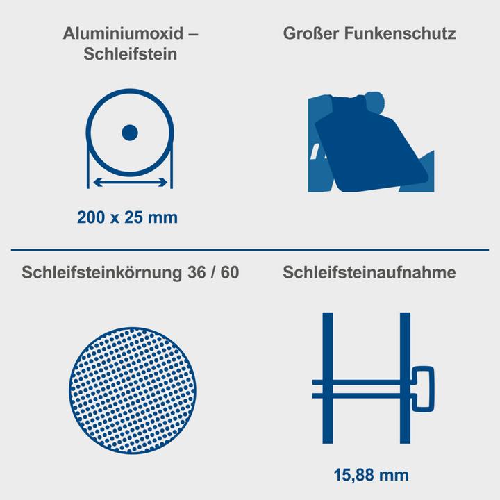 Image du produit Scheppach SZLIFIERKA STOŁOWA Z LAMPKĄ 200mm BG200 (Meuleuse d'établi, 550 W)