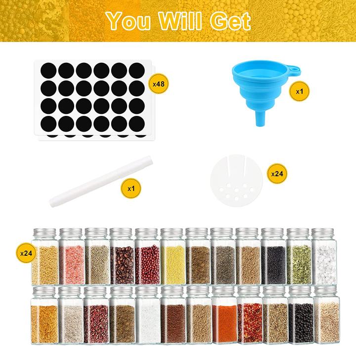 Actual product image Mxtimwan Spice jars set of 24 (Various spices, Herbs)