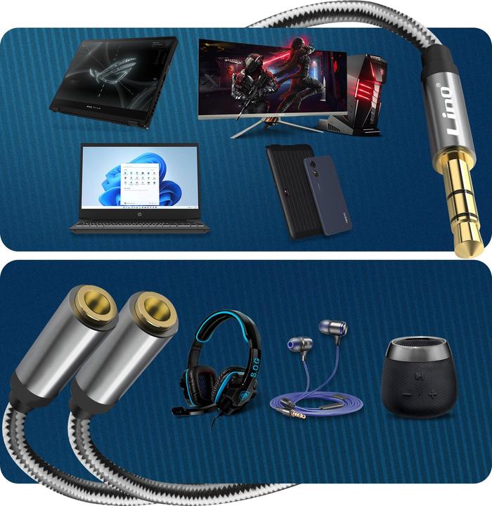 Image du produit LinQ Prise jack 3,5 mm mâle vers 2x prise jack 3,5 mm femelle (Jack 3.5mm, Jack 3.5mm)