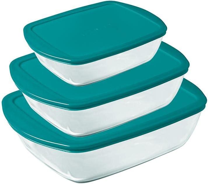 Pyrex Cook & Store - 3-teiliges Glasschalen-Set mit Deckel (2.50 l)