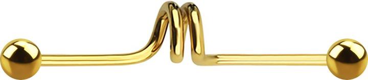 Star Piercing Barbell vergoldet twister mit zwei Kugeln (ohne Messing, Chirurgenstahl 316L)