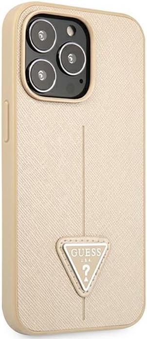 Image du produit Guess GUHCP14LPSATLE iPhone 14 Pro 6,1" beżowy/beige étui rigide SaffianoTriangle Logo (Apple iPhone 14 Pro)