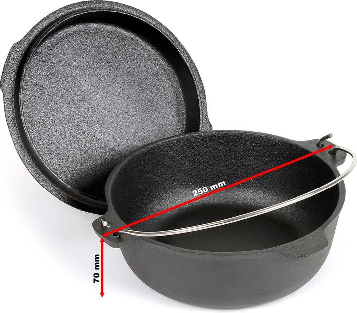 Produktbild Wiltec Dutch Oven 3l Untersetzer Deckelheber Kochtopf Gusseisen Feuertopf Schmortopf