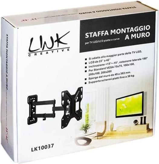 Immagine prodotto STAFFA TV 23"/42" ORIENTABILE 200 FINO A 30KG 3 SNODI (Muro, 42", 30 kg)