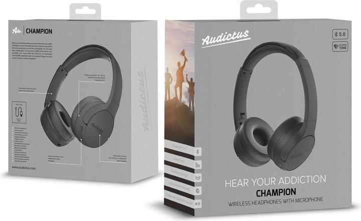 Image du produit Audictus Casque Champion, supra-auriculaire, sans fil, microphone, noir (50 h, Sans fil)