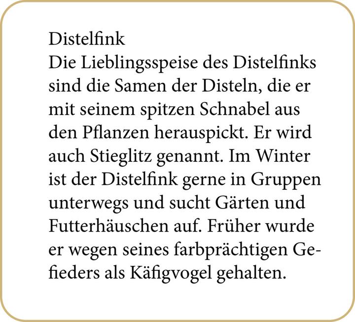 Nährwerte und Zutaten Unsere Vögel im Winter