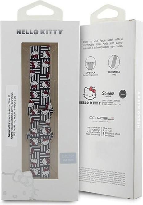 Actual product image Hello Kitty Pasek Uniwersalny HKUWLSDIESK Silicone Heads & Stripes czarny/black strap 22mm (22 mm, Stainless steel, Silicone)