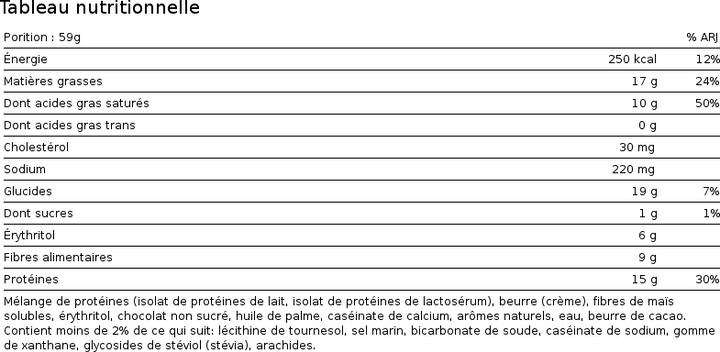 Valeurs nutritives et ingrédients Quest Cookie aux protéines (Chocolate, 12 pcs, 59 g)
