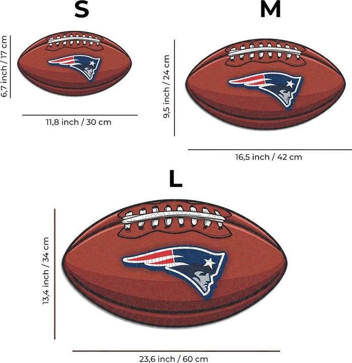 Actual product image Iconic NFL - New England Patriots– Football with Logo - Wooden Puzzle Size S (150 pieces) (150 pieces)
