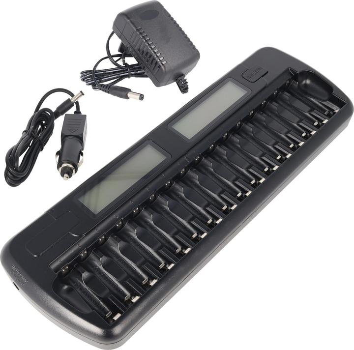 Immagine prodotto AccuCell 16fach Schnell-Ladegerät für 1 bis 16 Stück NiMH Akkus AA, AAA (16 pz., AA, AAA, Batteria + Caricabatterie)