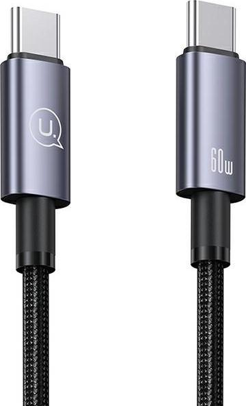 Actual product image Usams Cable USB-C na USB-C 60W 1,2m Fast Charging stalowy/tarnish SJ661USB01 (US-SJ661) (1.20 m, USB 3.2 Gen 1, 60 W)