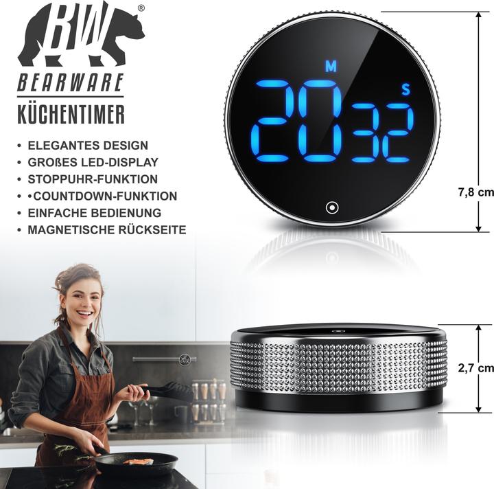 Produktbild Bearware Küchentimer digital, Küchenwecker, Eieruhr, Countdown, Display, magnetisch, Kurzzeitimer, Küchenuhr