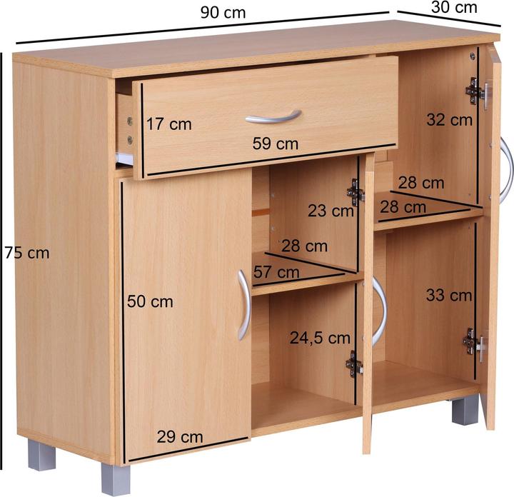 Produktbild FineBuy Sideboard Holz furniert Buche (30 x 75 cm)
