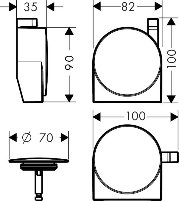 Actual product image hansgrohe HG ready-mounted set EXAFILL S bath inlet and overflow brushed nickel
