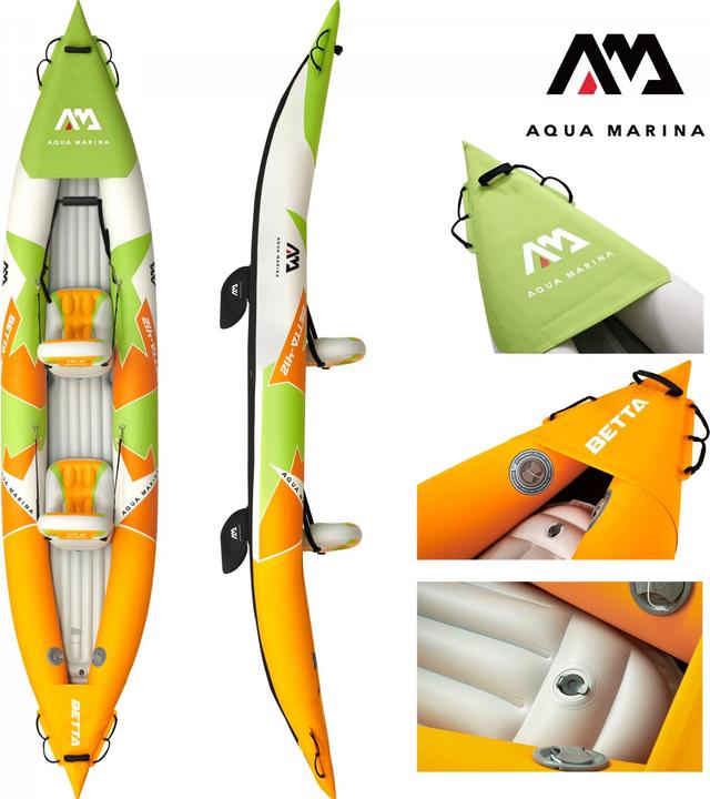 Aqua Marina Kayak 412x83 cm pour 2 personnes avec siège pneumatique dossier réglable sac de transport Reparatu (2 pers.)
