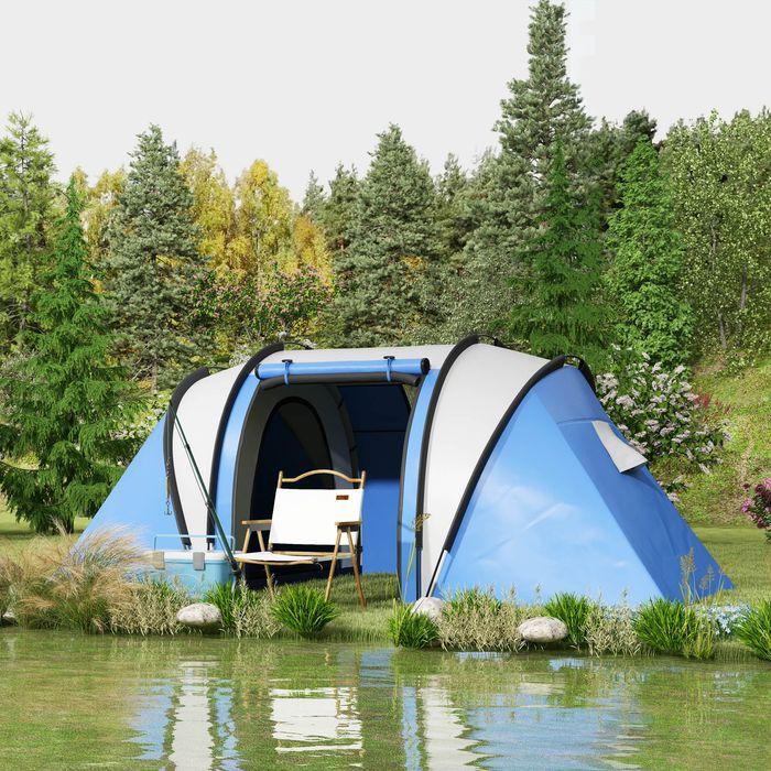 Produktbild Swisshandel24 Campingzelt für 4-5 Personen leicht wasserabweisend Familienzelt mit 3 Zimmer, 3000mm WS (Tunnelzelt, 4 Personen)