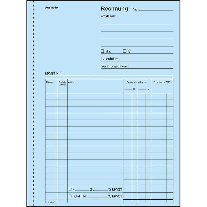 Image du produit Favorit Carnet de factures autocopiantes avec papier autocopiant (100 x)