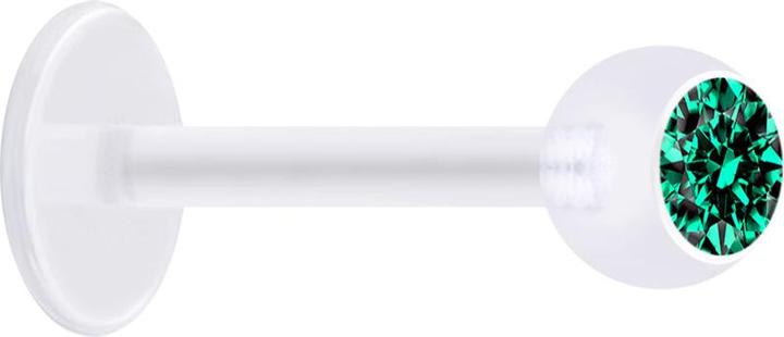 Actual product image Star Piercing Micro Labret transparent with ball and crystal turquoise (without brass, Bioflex)
