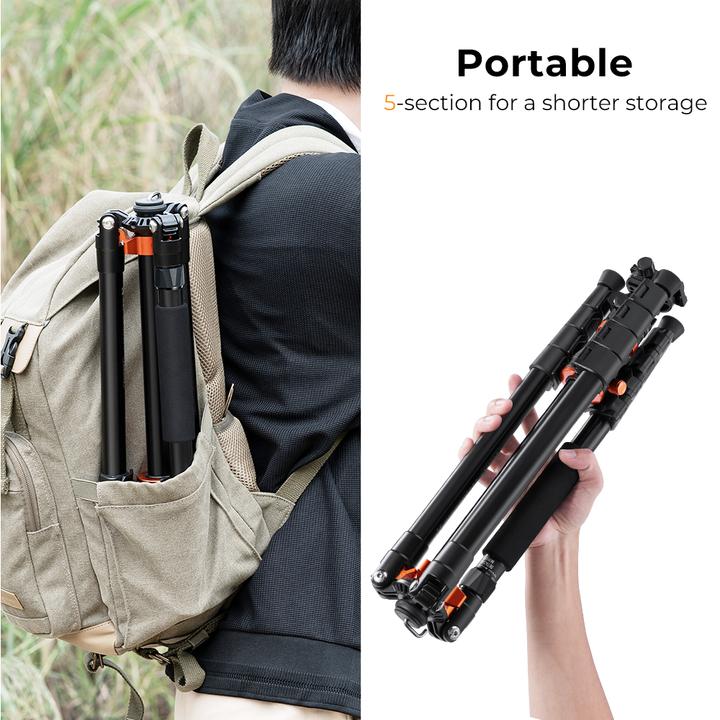 Actual product image K&F Concept T255A3+BH-28L Magnesium Aluminum Alloy Tripod (Metal)