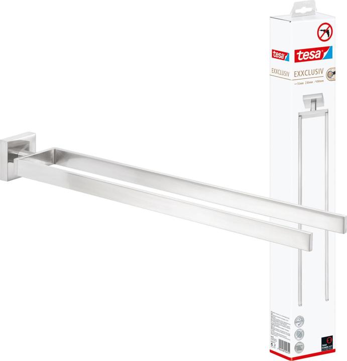 Image du produit tesa Porte-serviettes EXXCLUSIV à deux bras avec solution de collage sans perçage