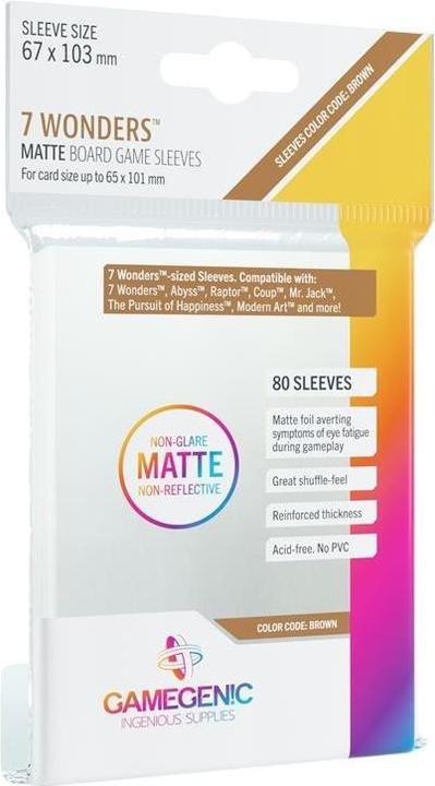 Actual product image Gamegenic GGS10059 - MATTE 7 Wonders Sleeves 67 x 103 mm - Clear (80 Sleeves)