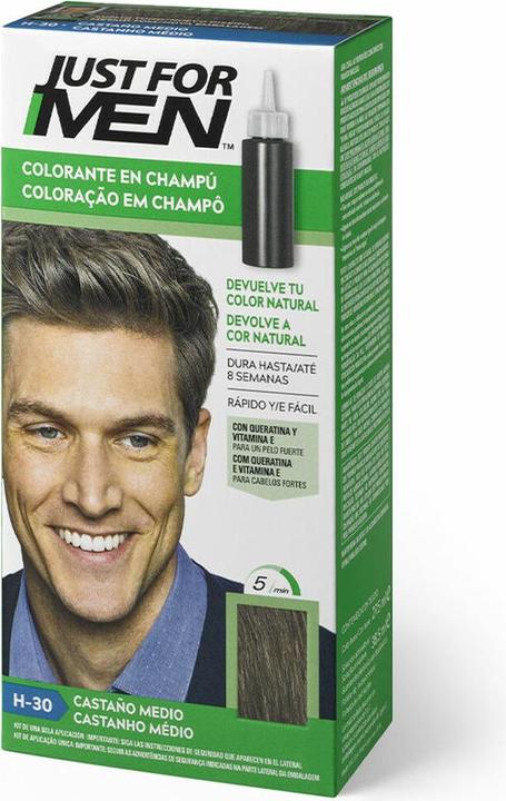 Just For Men Mittelbraunes Shampoo Farbe 30ml (30 ml, Flüssiges Shampoo)