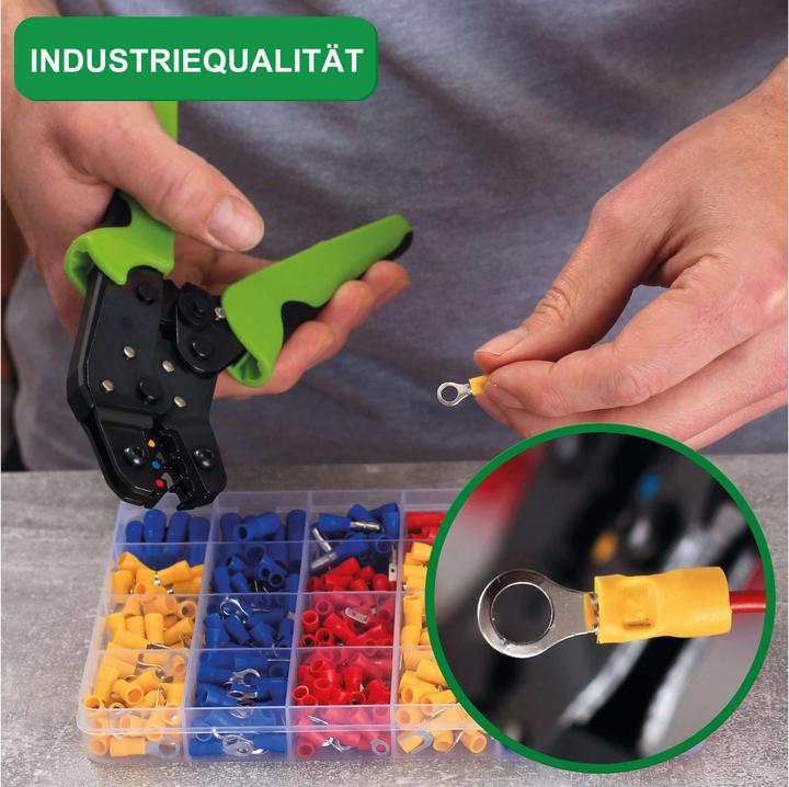 Produktbild Quadrios Multifunktions-Crimpzange für isolierte Kabelschuhe mit Quetschverbinder-Set