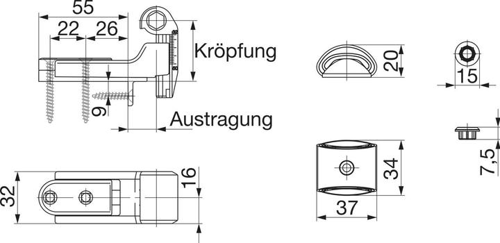 Produktbild Maco RUSTICO Ladeninnenöffner-Kurzband BLR Gr. 1, verstellbar, schwarz (56921)